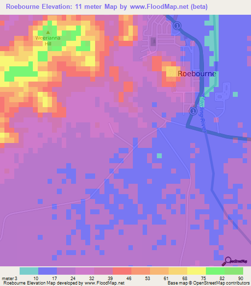 Roebourne,Australia Elevation Map