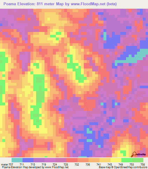 Poama,Congo (Kinshasa) Elevation Map