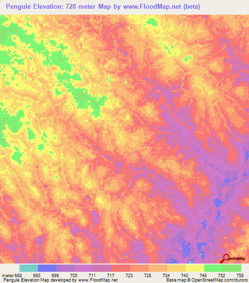 Pengule,Congo (Kinshasa) Elevation Map