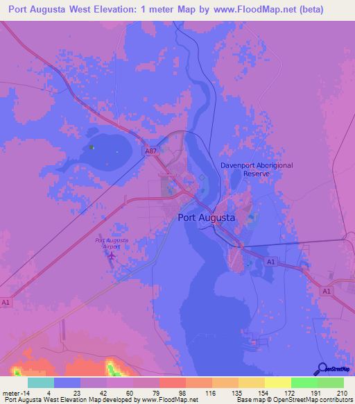 Port Augusta West,Australia Elevation Map