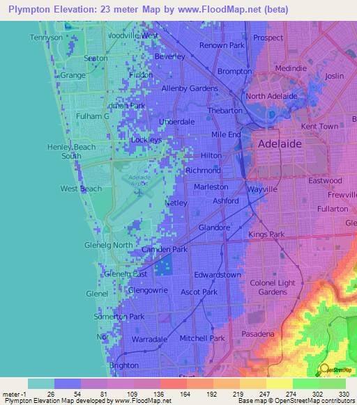 Plympton,Australia Elevation Map