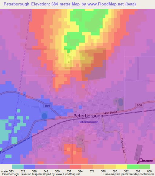 Peterborough,Australia Elevation Map