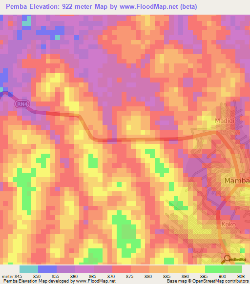Pemba,Congo (Kinshasa) Elevation Map
