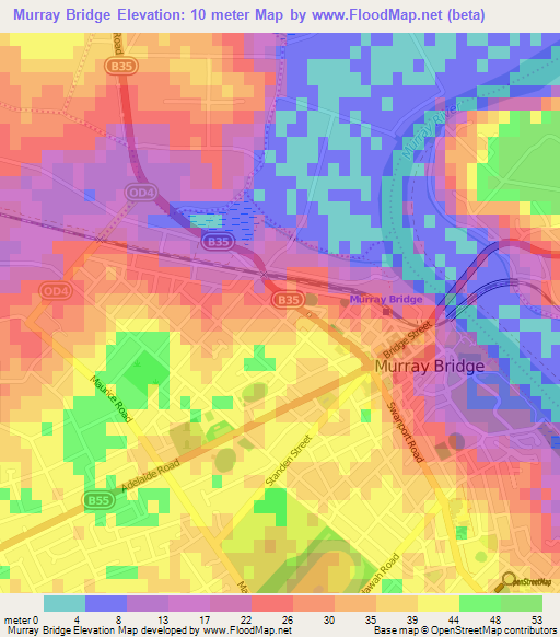 Murray Bridge,Australia Elevation Map