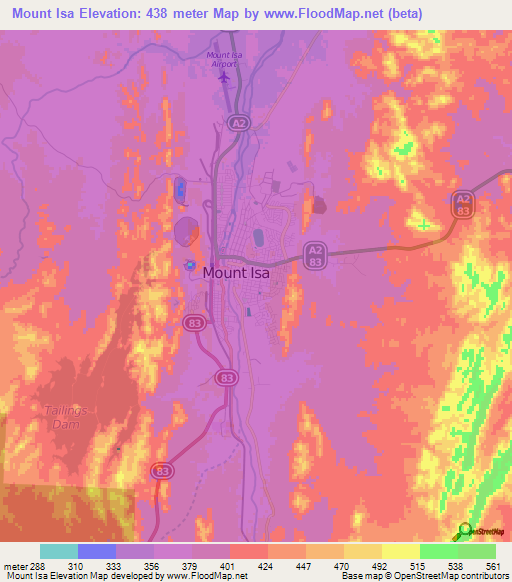 Mount Isa,Australia Elevation Map