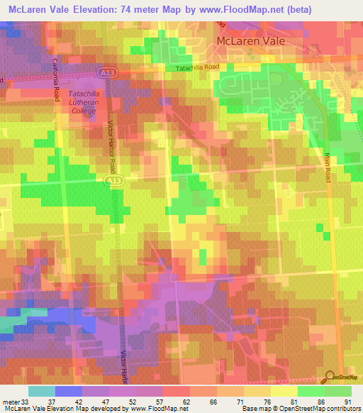 McLaren Vale,Australia Elevation Map