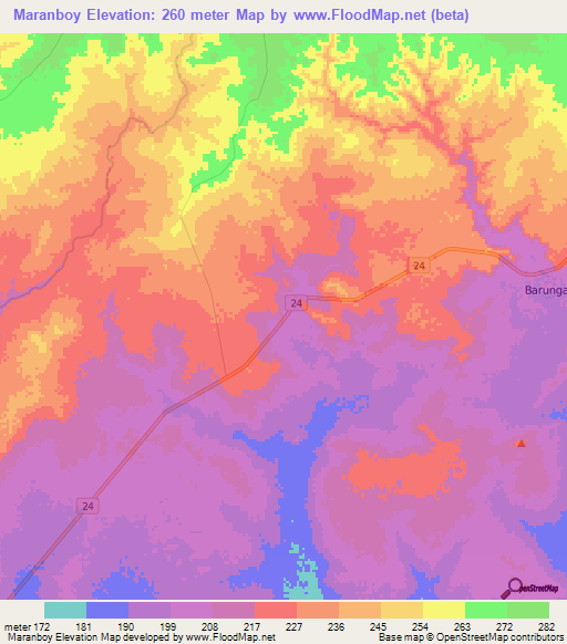 Maranboy,Australia Elevation Map