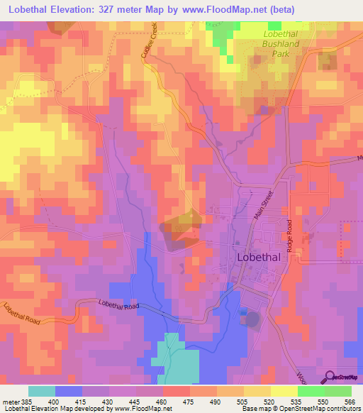 Lobethal,Australia Elevation Map