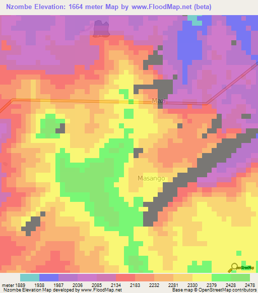 Nzombe,Congo (Kinshasa) Elevation Map