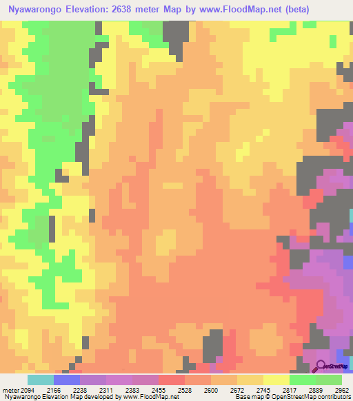 Nyawarongo,Congo (Kinshasa) Elevation Map