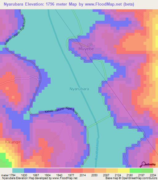 Nyarubara,Uganda Elevation Map