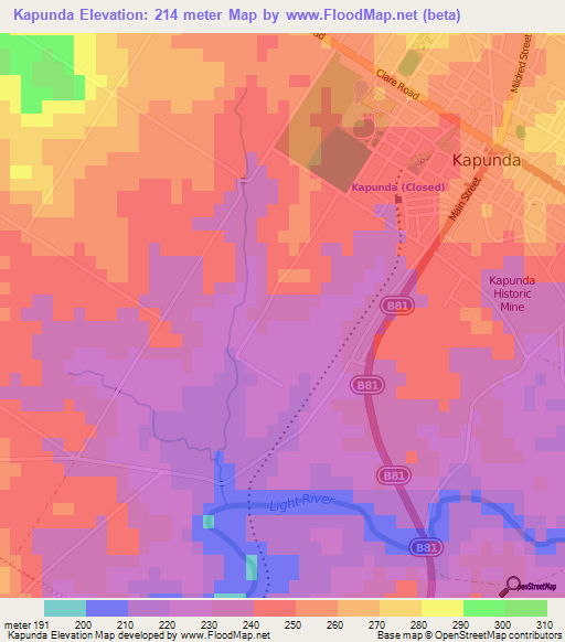 Kapunda,Australia Elevation Map