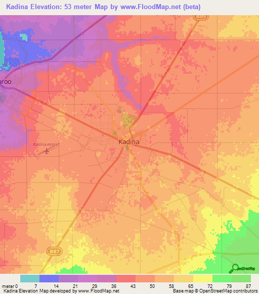 Kadina,Australia Elevation Map