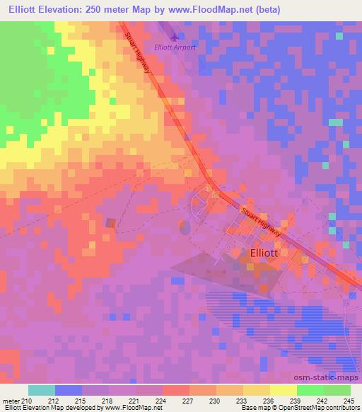 Elliott,Australia Elevation Map