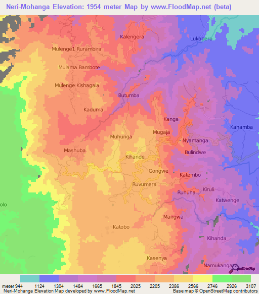 Neri-Mohanga,Congo (Kinshasa) Elevation Map