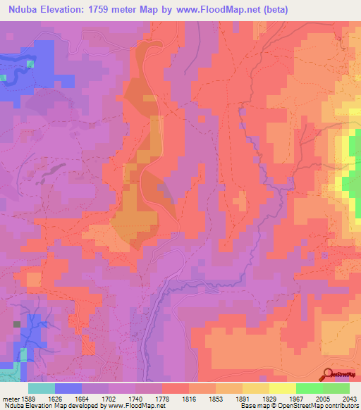Nduba,Congo (Kinshasa) Elevation Map