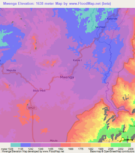 Mwenga,Congo (Kinshasa) Elevation Map