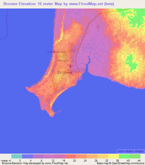 Broome,Australia Elevation Map