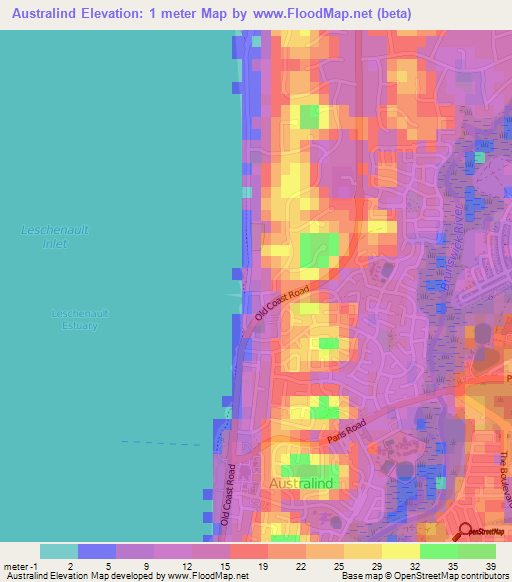 Australind,Australia Elevation Map