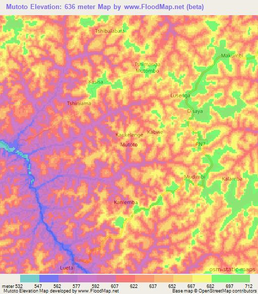 Mutoto,Congo (Kinshasa) Elevation Map