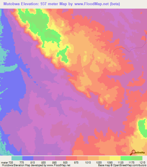 Mutobwa,Congo (Kinshasa) Elevation Map