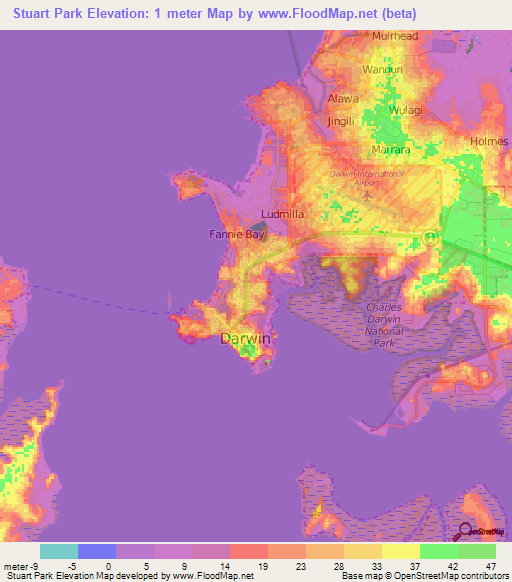 Stuart Park,Australia Elevation Map