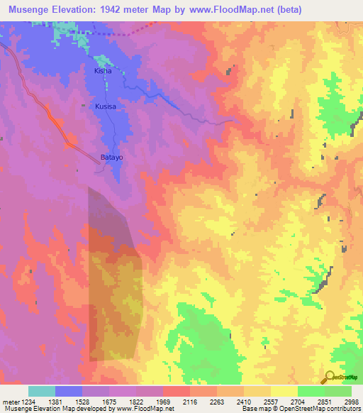 Musenge,Congo (Kinshasa) Elevation Map