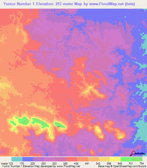 Yumor Number 1,Papua New Guinea Elevation Map