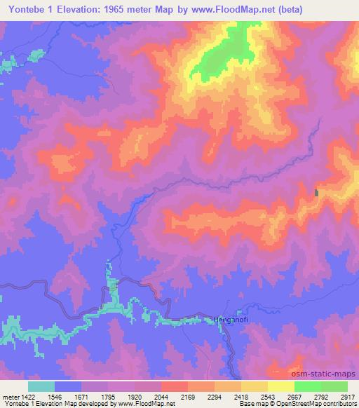 Yontebe 1,Papua New Guinea Elevation Map