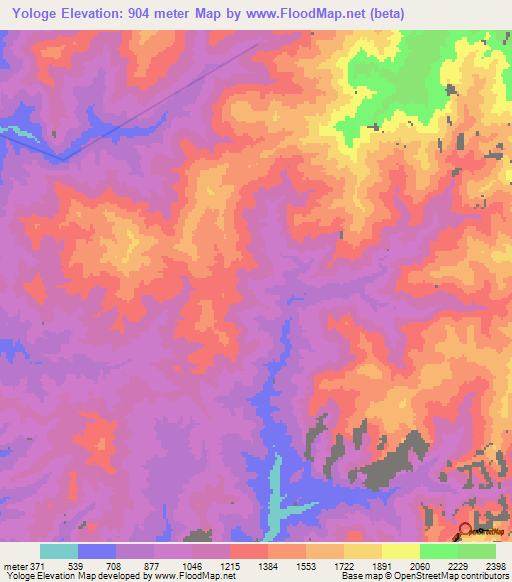 Yologe,Papua New Guinea Elevation Map