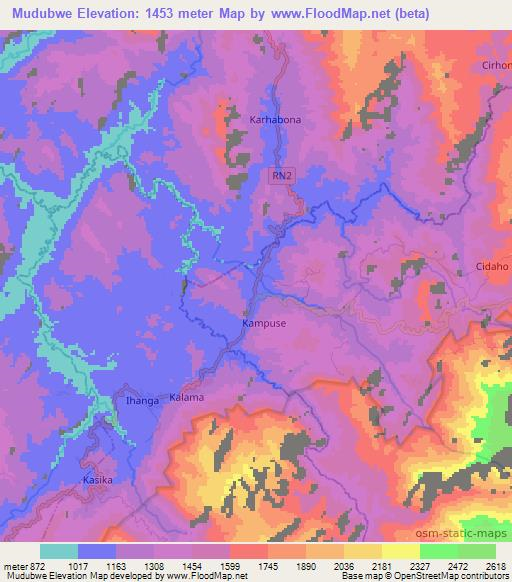 Mudubwe,Congo (Kinshasa) Elevation Map