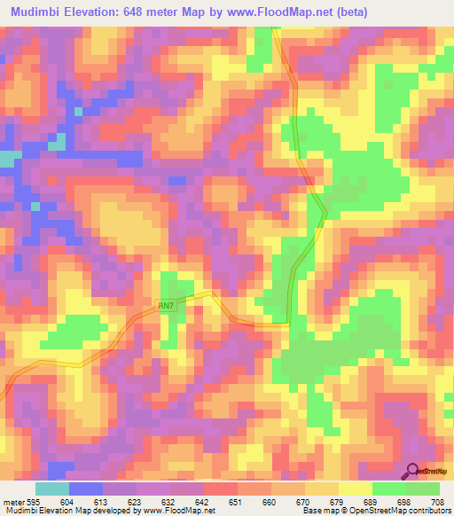 Mudimbi,Congo (Kinshasa) Elevation Map