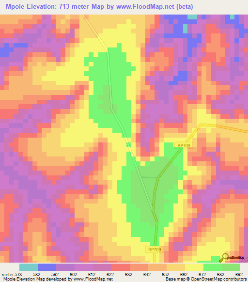 Mpoie,Congo (Kinshasa) Elevation Map