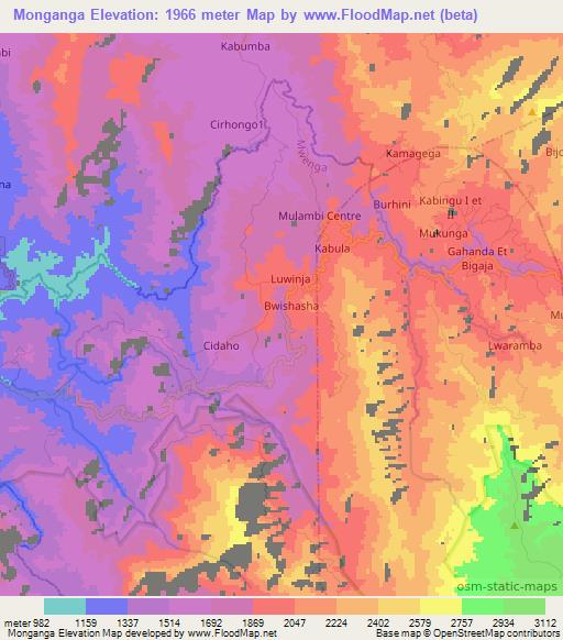 Monganga,Congo (Kinshasa) Elevation Map