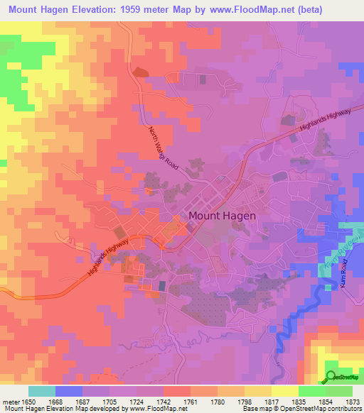 Mount Hagen,Papua New Guinea Elevation Map