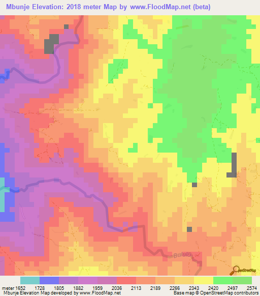 Mbunje,Congo (Kinshasa) Elevation Map