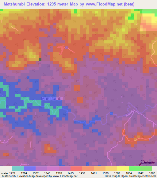 Matshumbi,Congo (Kinshasa) Elevation Map