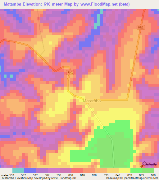 Matamba,Congo (Kinshasa) Elevation Map