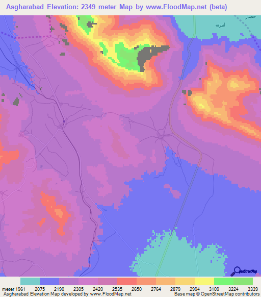 Asgharabad,Iran Elevation Map