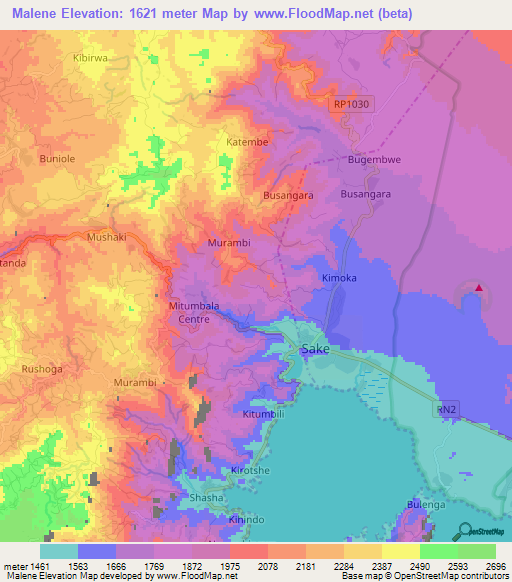 Malene,Congo (Kinshasa) Elevation Map