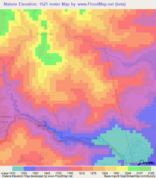 Malene,Congo (Kinshasa) Elevation Map