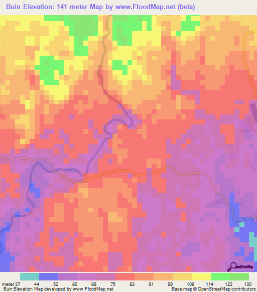 Buin,Papua New Guinea Elevation Map