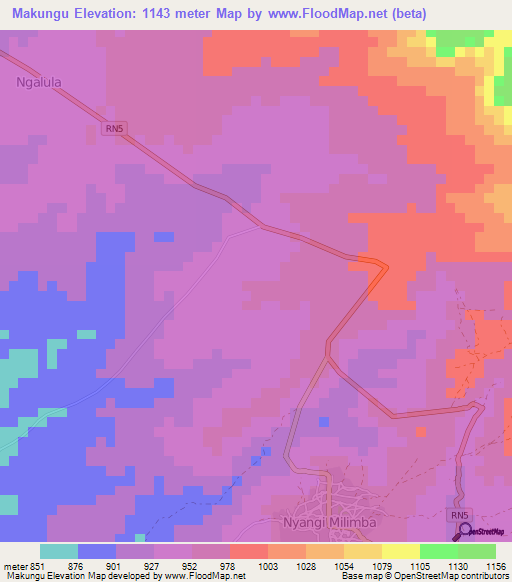 Makungu,Congo (Kinshasa) Elevation Map