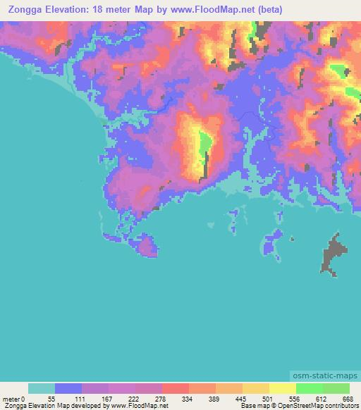 Zongga,Solomon Islands Elevation Map