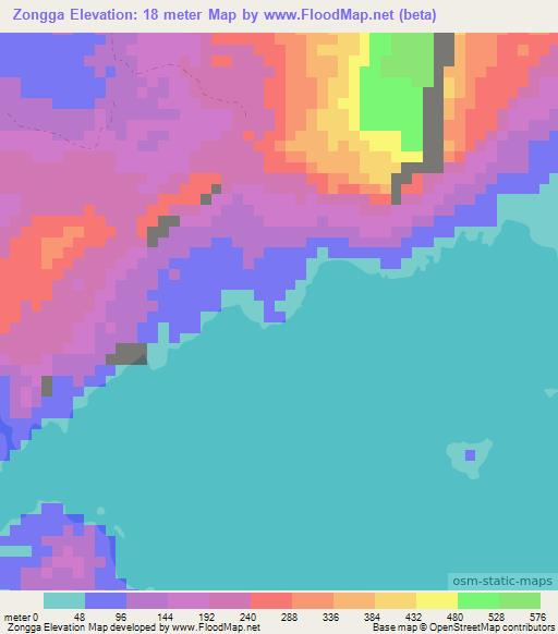 Zongga,Solomon Islands Elevation Map