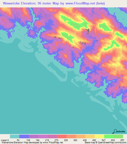 Wawarioke,Solomon Islands Elevation Map