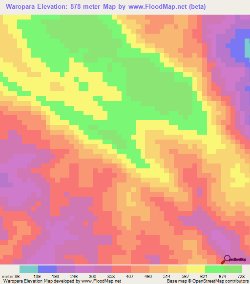 Waropara,Solomon Islands Elevation Map