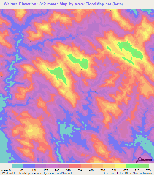 Waitara,Solomon Islands Elevation Map