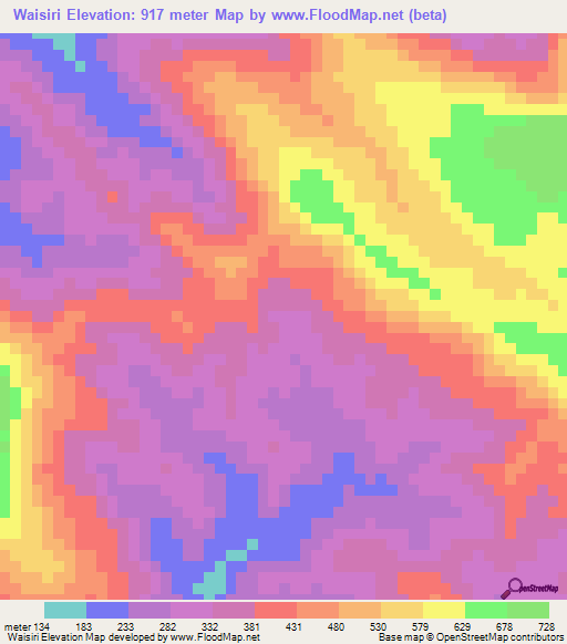 Waisiri,Solomon Islands Elevation Map