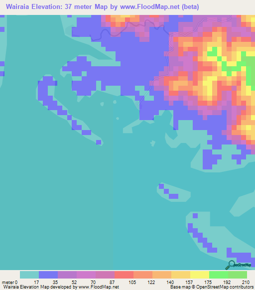 Wairaia,Solomon Islands Elevation Map